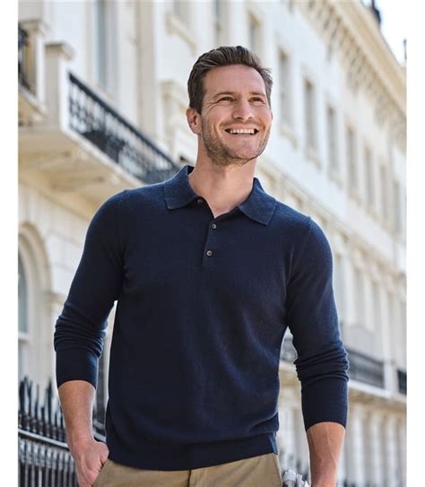 Navy Cashmere Polo Shirt 